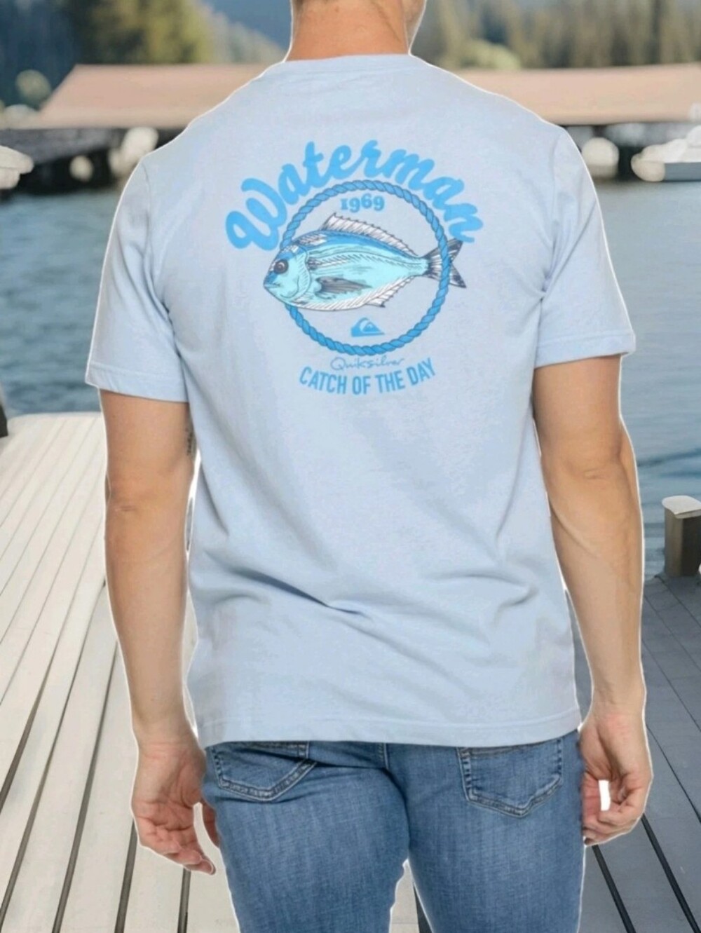 QUICKSILVER: WATERMAN: 1969: CATCH OF THE DAY: SIZE: LARGE: FISHING T-SHIRT: NEW